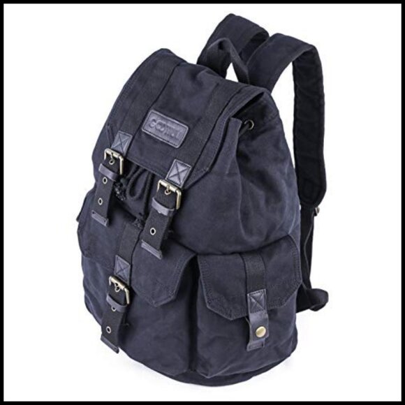 Vintage Canvas Backpack Rucksack Thick Durable Daypack Classic Retro Style